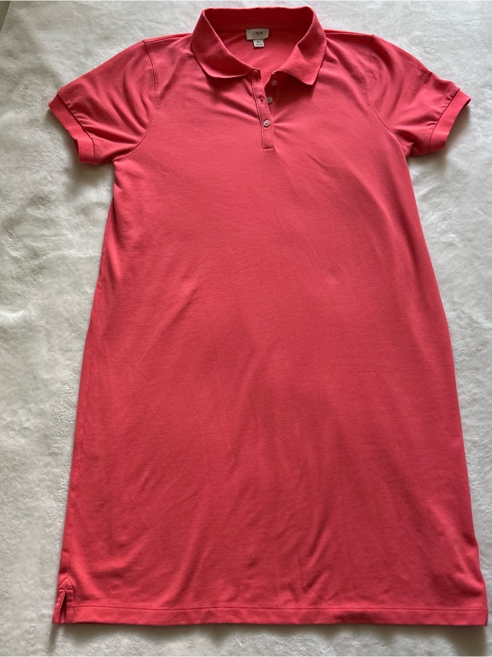 J. Crew Coral Short Sleeve Polo Dress Knee Length Size Medium Cotton - Picture 7 of 12